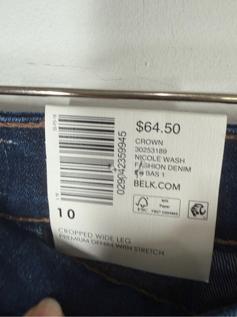 NWT Crown & Ivy Wide Leg Crop Jeans Size 10 Cuff Nicole Wash Patch Pocket - Picture 3 of 6